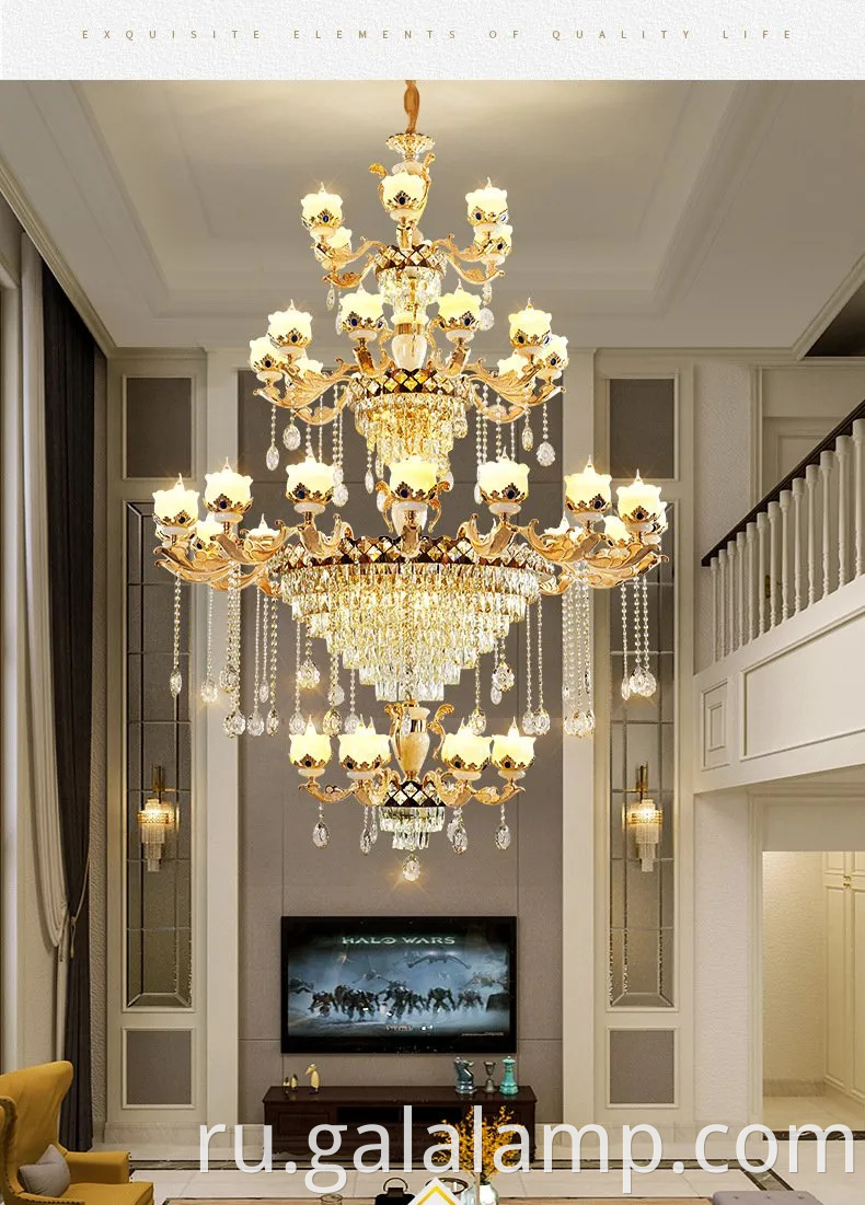 Европейский роскошный натуральный нефрит, хрустальная люстра, фары гостиной виллы